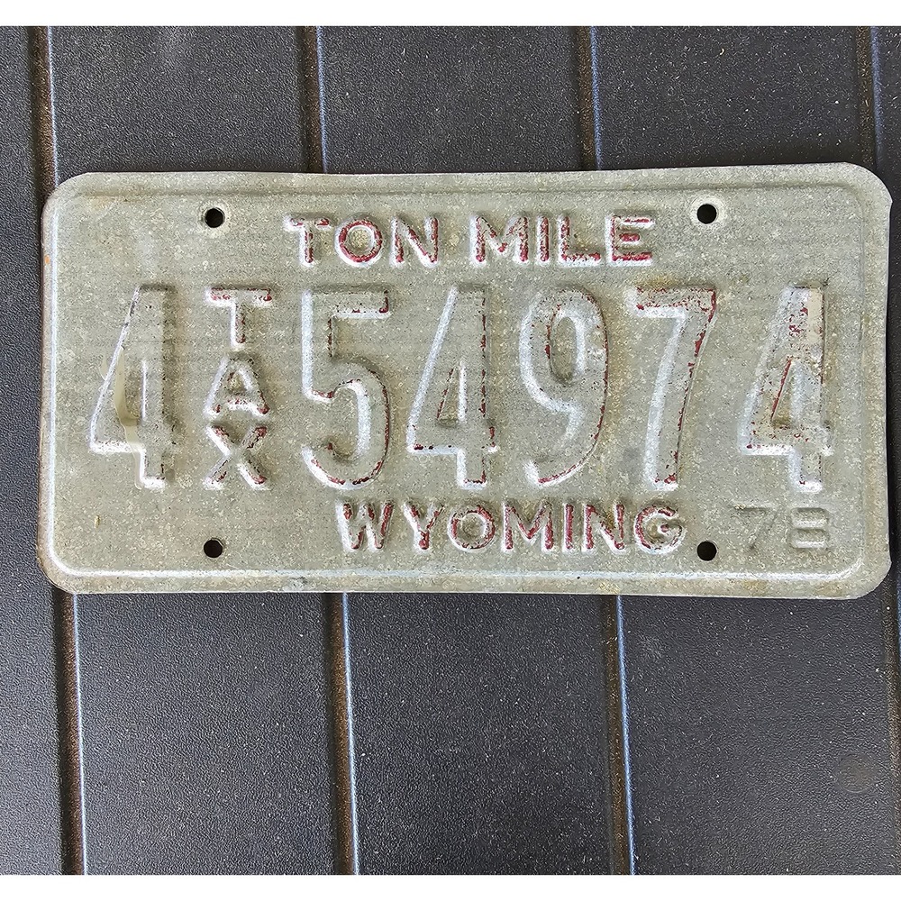 1975 Back 1978 Plain Front Wyoming Two Side Printed License Plate 4 Tax 54974